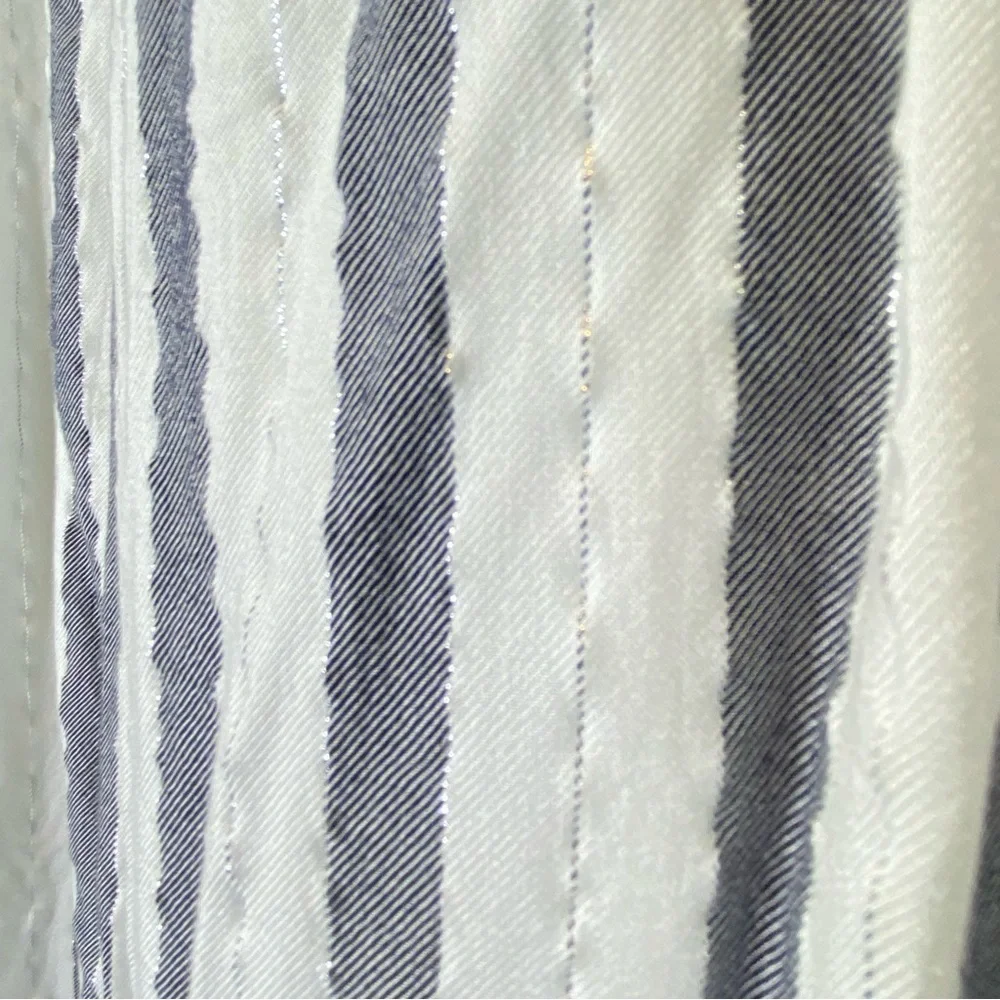 NEW DIRECTIONS Women's plus size 2X lightweight flowy white gray stripe pants